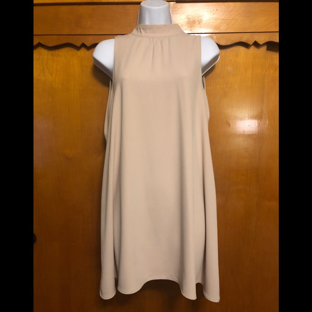 EUC Cream Midi Sleeveless Shift Silhouette Dress Sz PS